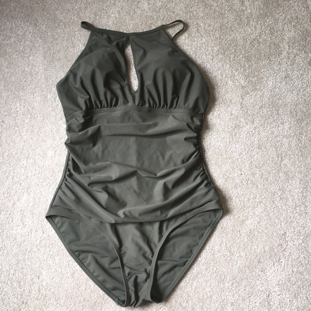 Ellen Tracy Women’s one-piece Army Green Swimsuit